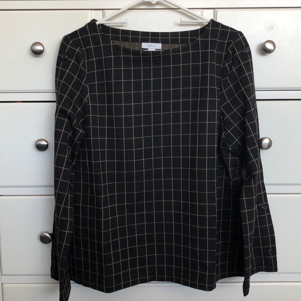 J. Jill Ponte Knit Button Sleeved Top MP NWT